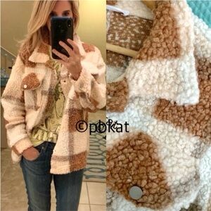 Talulah Teddy Sherpa Plaid Shacket
